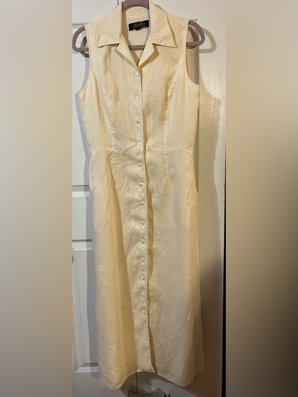 Brooks Brothers Women’s Sleeveless Linen Blend Lined Maxi Shirtdress Size 12